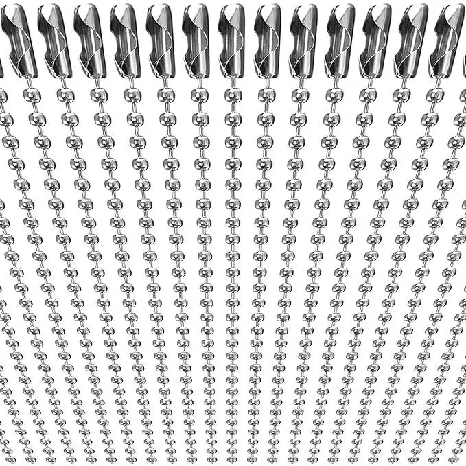 Minimalist DIY Ball Chain Necklace Bulk,for Jewelry Making DIY Crafts, Blank Necklace for Men, Dog Tag Chain Silver Nickel Plated Metal 24" Long 2.4mm Ball Bead Chain