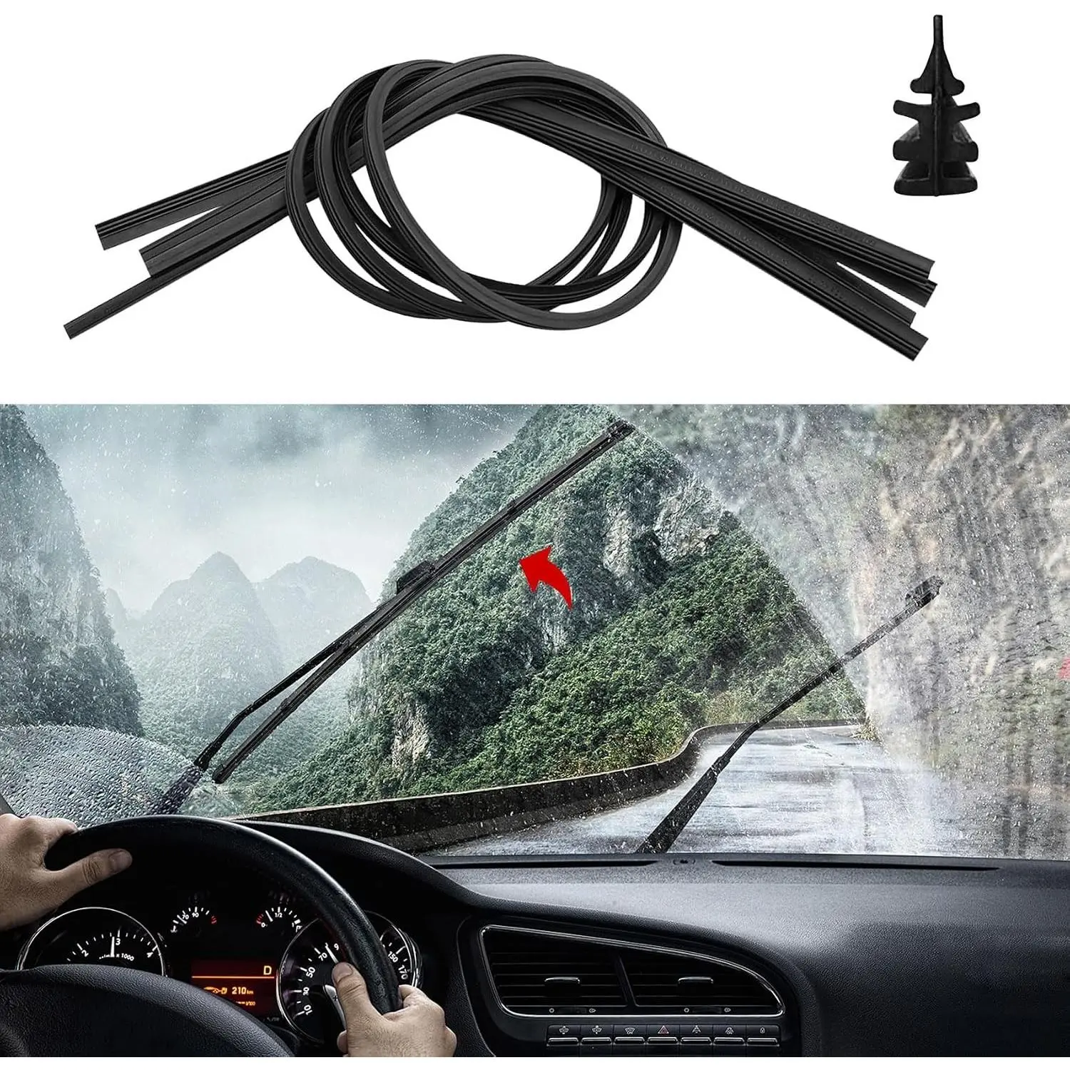 4PCS 26Inch Universal Adjustable Wiper Blade Rubber Refills Replacement for Front & Rear Windshield Wiper Blades