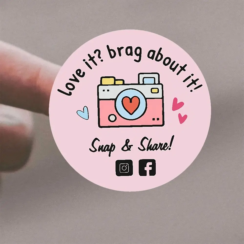 72 Retro Camera Design Stickers, Snap & Share Thank You Stickers, Online Retailer Mail Envelope Packaging Stickers, Small Business Shipping Stickers