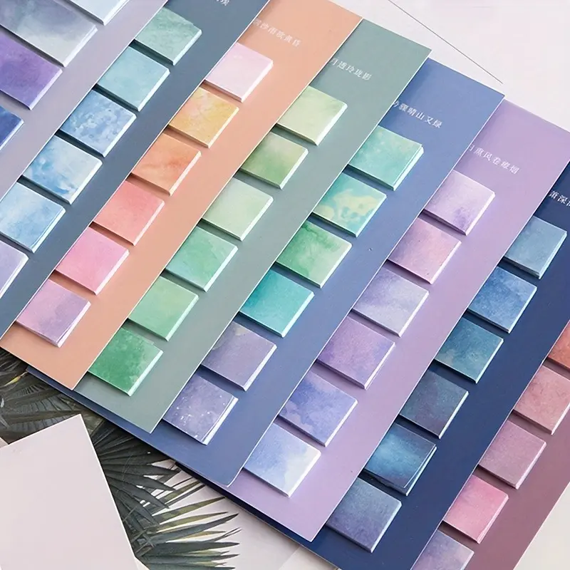 (8 Pack) Aesthetic Gradient Color Index Tabs with Adhesive Peel-off Sticky Notes, Suitable for Home Office Daily Labeling, Classification Indication, Memo, Index, and Page Marking