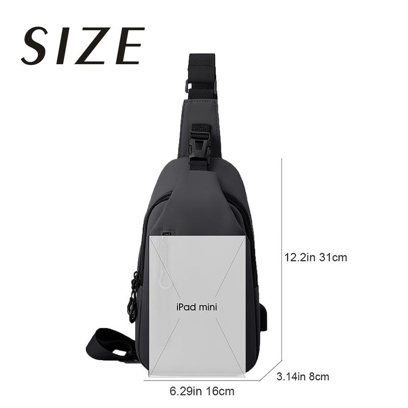 Men's Versatile Sling Chest Bag - Removable Adjustable Strap & Zipper Pockets Shoulder Bags for Business Travel