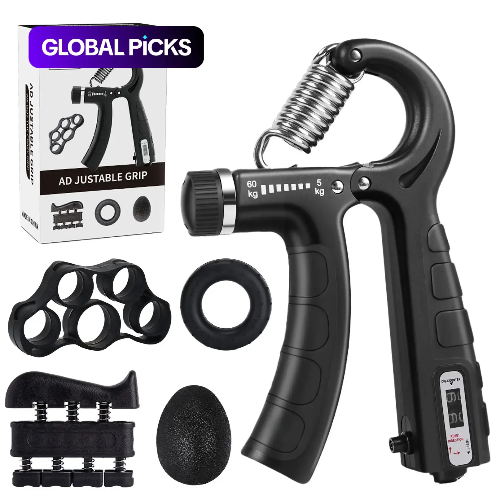 Adjustable Grip Strength Trainer, Forearm Strengthener, Grip Training Aids, 5–60 kg Hand and Forearm Strength Training Equipment for Home and Office #GLOBAL PICKS