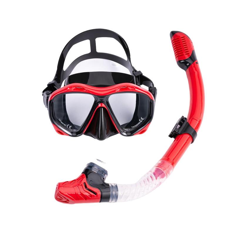 Snorkeling equipment two-piece set, snorkeling tube & diving mask set, two-way exhaust hole, mirror surface does not fog, mirror belt length can be adjusted, snorkeling mask diving mask