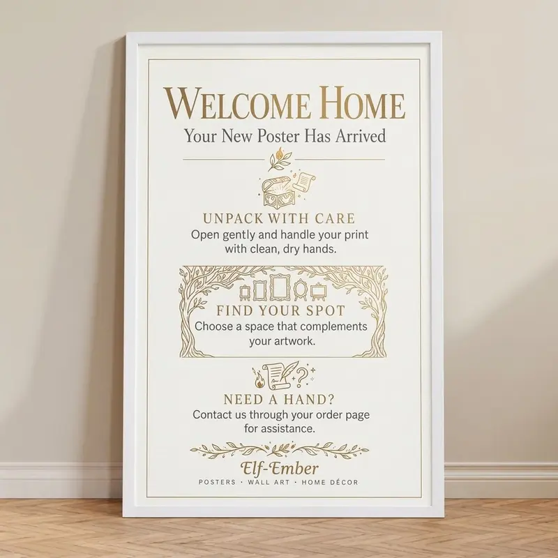 Wall Art Care & Assistance Card, Poster Handling and Display Support Guide