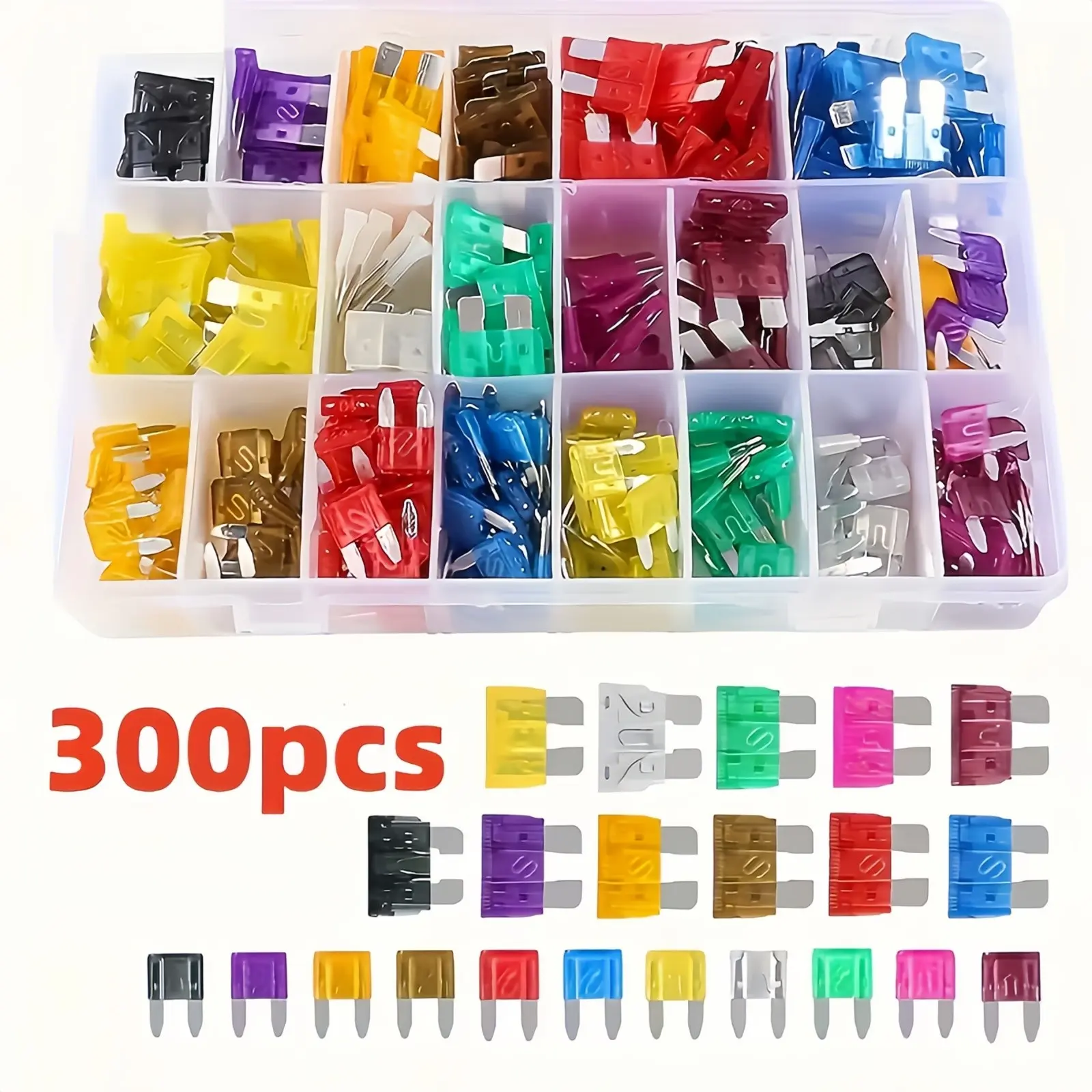 Car Fuses 300 Pcs Automotive Fuse Assortment Kit,Includes Mini, Standard, Micro Blade Fuses&Puller-for Car/RV/Truck/Motorcycle/Boat(2Amp 3A 5A 7.5A 10A 15A 20A 25A 30A 35A 40A)