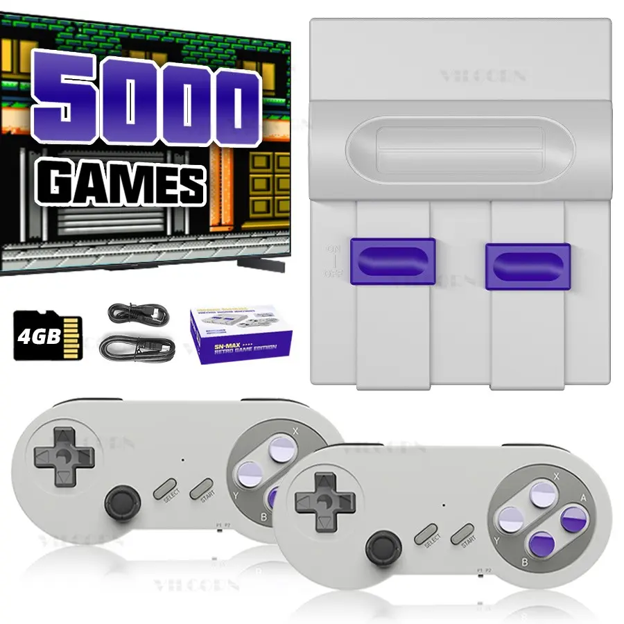 VILCORN 16-Bit Wireless Retro Video Game Console 4800+ Games for Everdrive SNES NES FC Family Game Machine