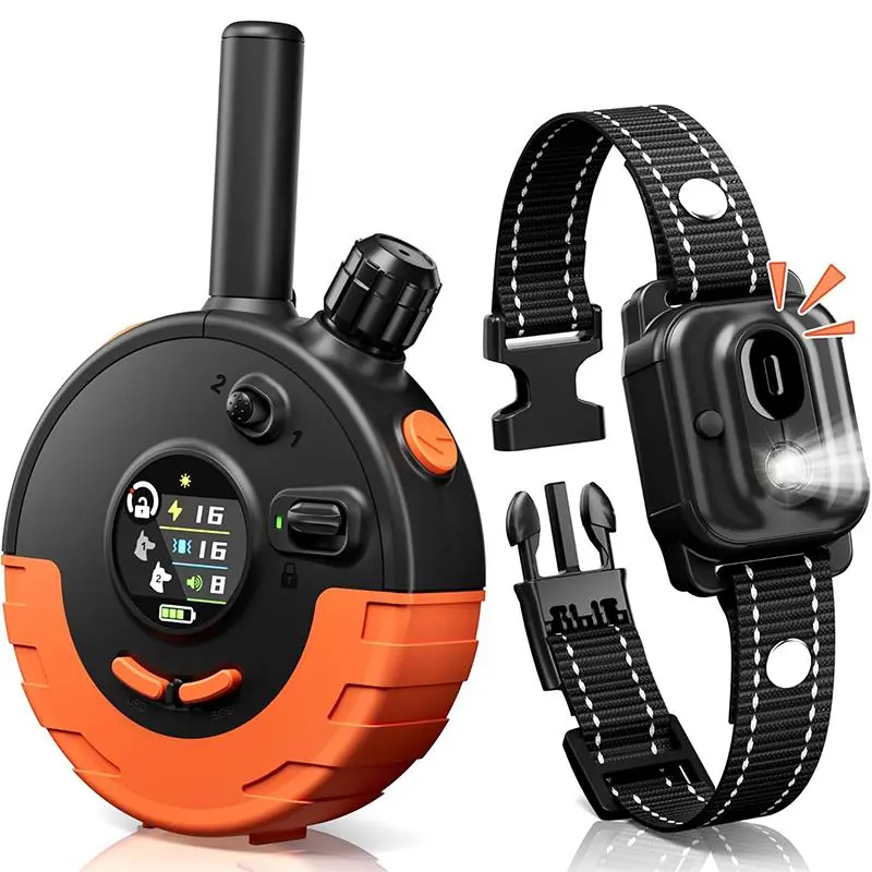 Dog Shock Collar with Remote Control, Dog Training Collar, E Vibration Collar for Large Medium Small Dogs, 4 Training Modes Rechargeable IPX7 Waterproof 4200FT, Orange