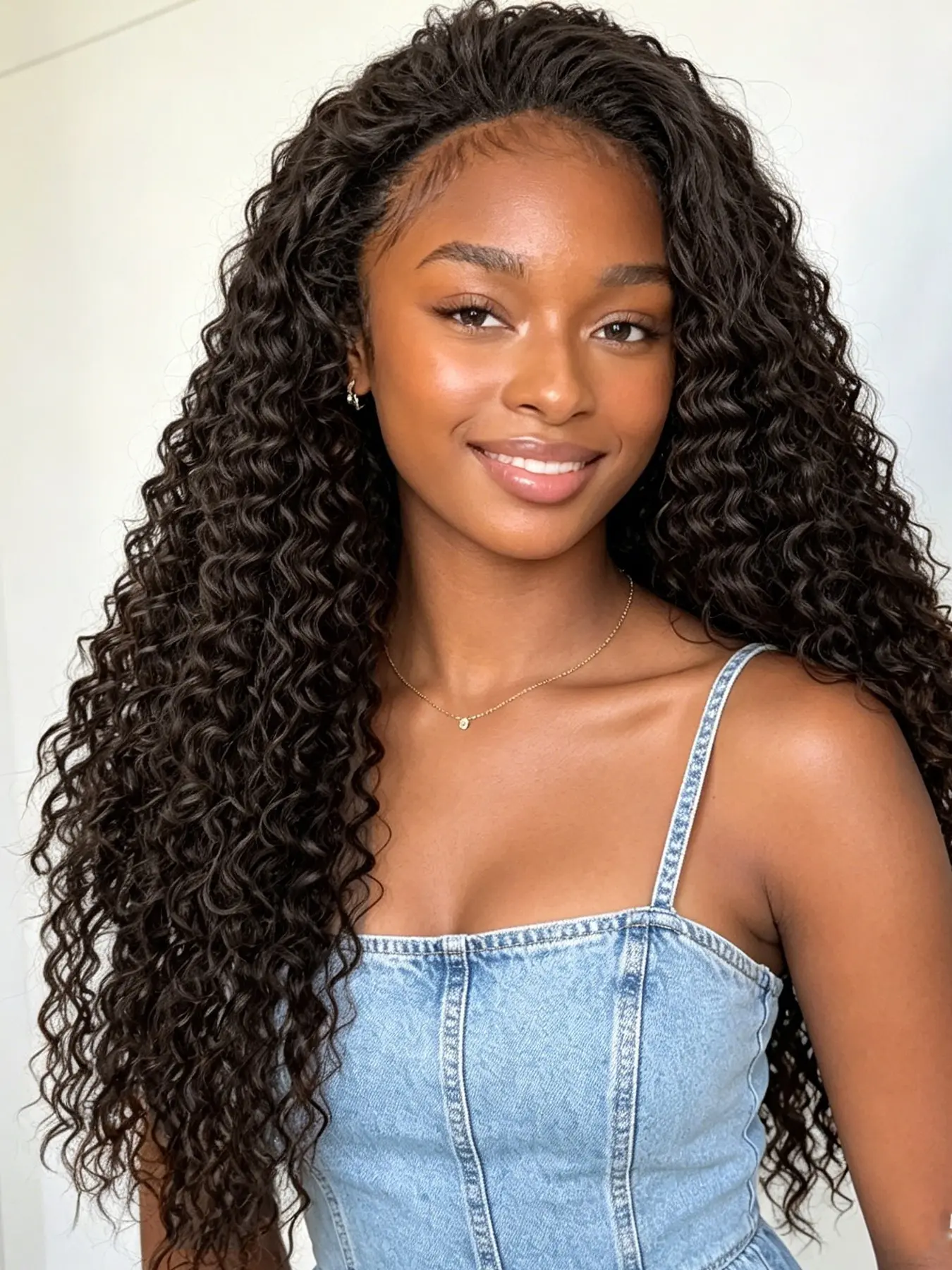 Deep Wave Half Wig for Women 3 In 1 Kinky Curly Half Wig with Drawstring 22/26 Inch Seamless Flip Synthetic Glueless Wigs for Daily Party Use