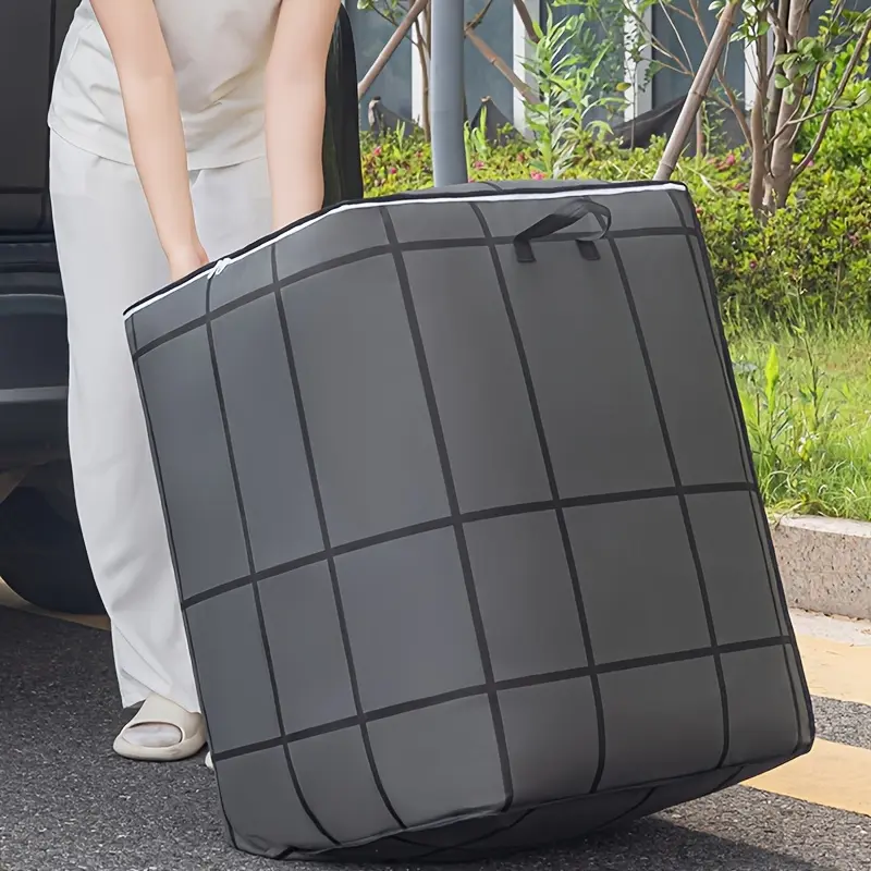 2/4Pcs Extra Large Foldable Storage Box Bag, Durable Collapsible Closet Moving Bag, Outdoor Clothing Organizer Sack With Zipper, Lid And Reinforced Handles, Lightweight Portable Laundry Basket For Quilts, Bed Sheets, Clothes And Underwear