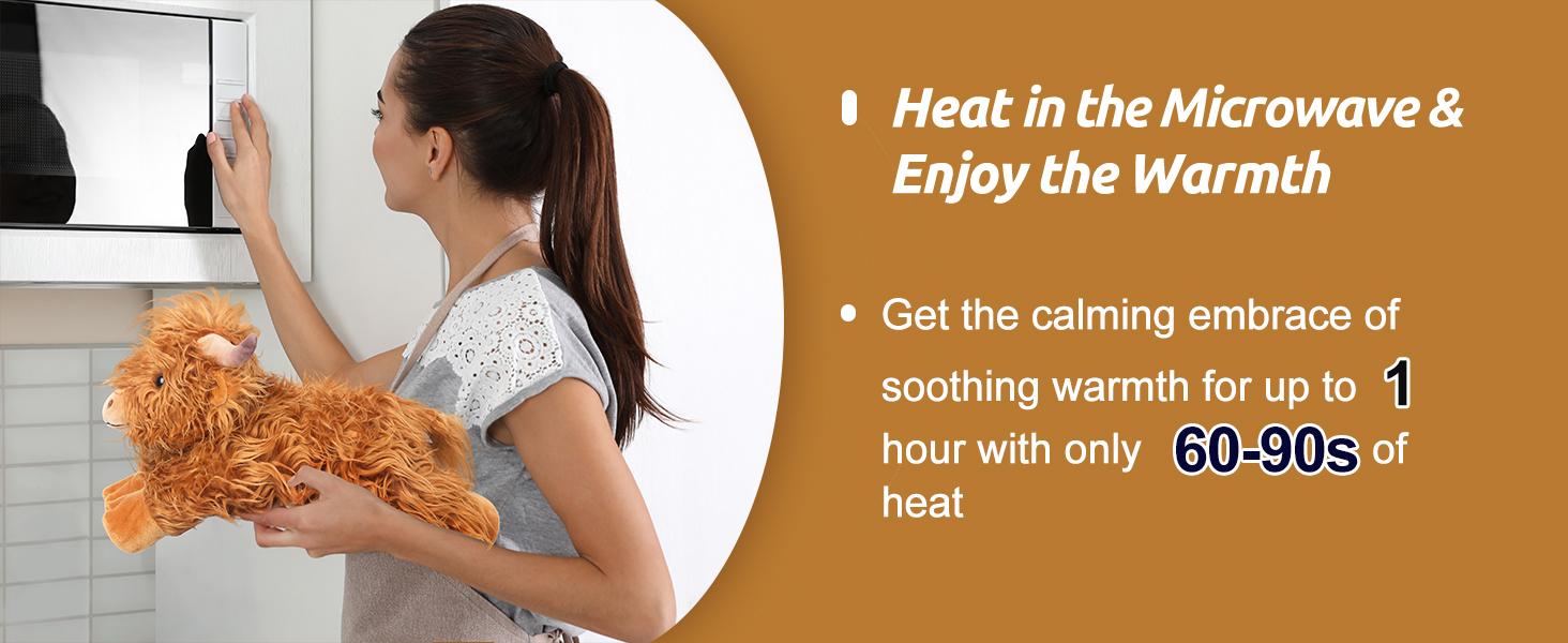 Highland Cow Stuffed Animals, Microwavable Stuffed Animals Heating Pad for Cramps, Pain Stress Relief, Heatable & Coolable Lavender Scented Cow Plush Toy for Anxiety, Women Kid Bedtime Highland Cattle