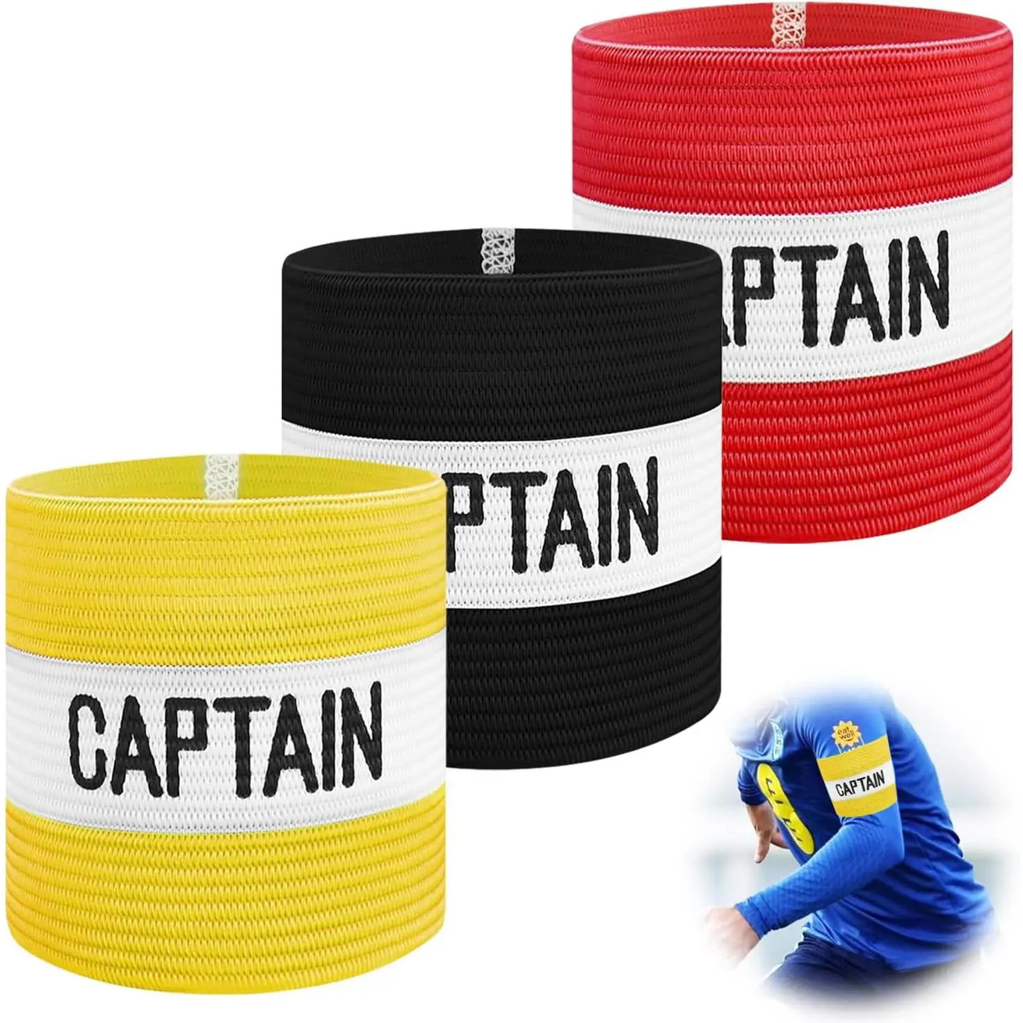 Soccer Captain Armbands 3 count Elastic Soccer Armband Adjustable Captain Arm Bands for Soccer