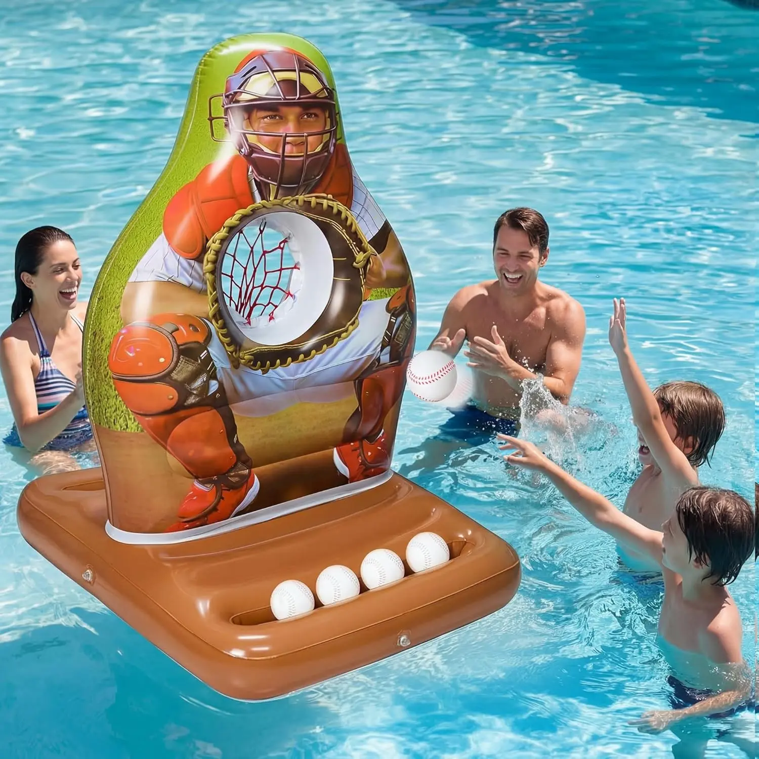 Inflatable Pool Baseball Toss Game - Fun Swimming Floating Toy for Kids and Adults, Outdoor Beach Yard Water Target Play, Summer Family Party Sports Gift for Boys Girls Teens