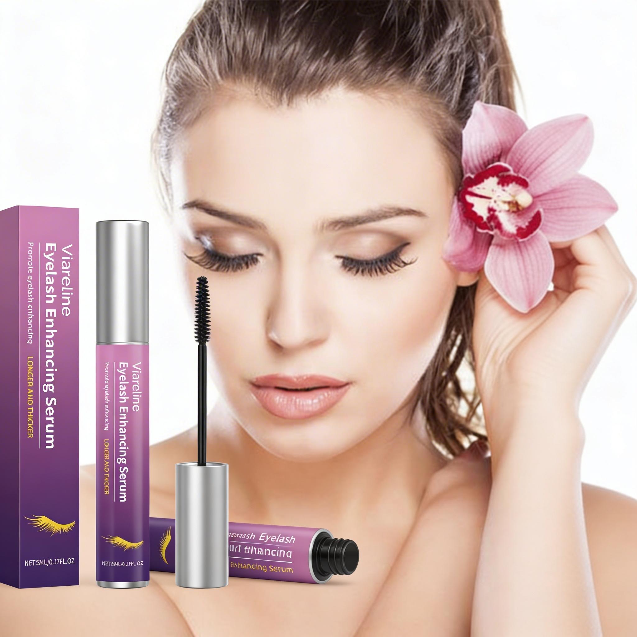 VIARELINE Eyelash Enhancing Serum with Myristoyl Pentapeptide-4, Hyaluronic Acid, Aloe Vera & Vitamin E, Promotes Growth, Strengthens, Improves Elasticity & Nourishes, for Sparse, Fragile Lashes, All Types