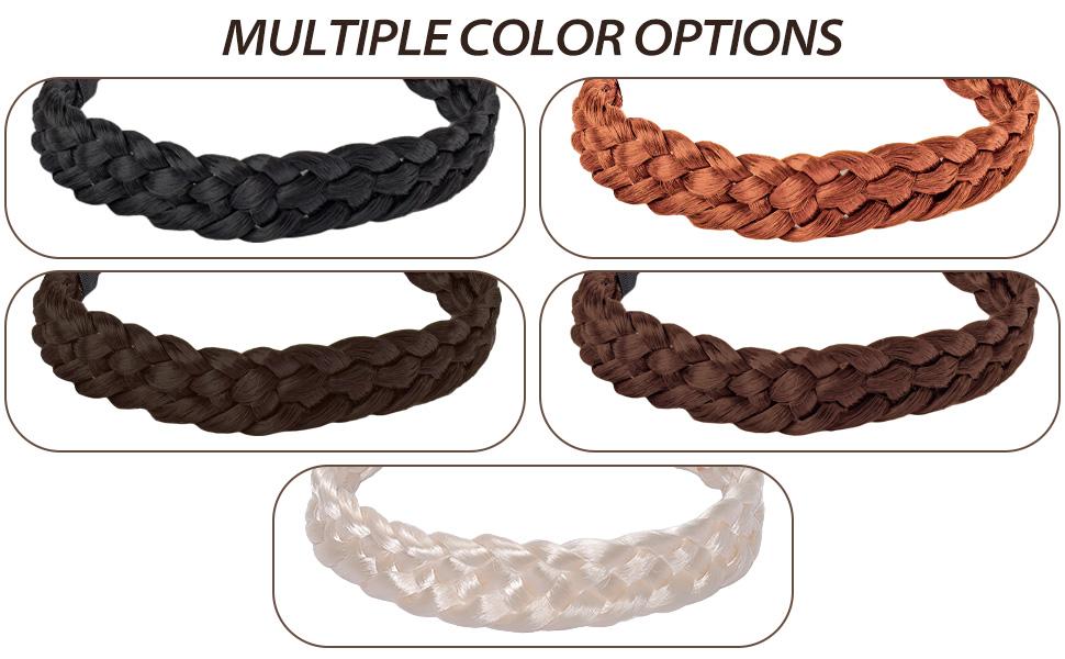 Hairband - 5 Strands Synthetic Braid Headband, Stretch Elastic Chunky Wide Plaited Hair Braids Band, Braided Headband for Women Girls, Brown, 1 Pack