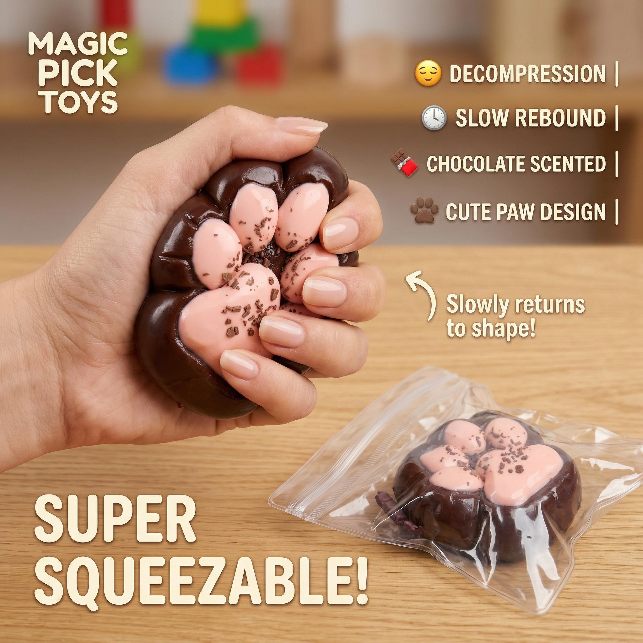 Final Sale | Chocolate Cat Paw Squishy - Food-Grade Silicone Slow-Rising Rebound Squishy Fidget Toys for Stress Relief - Soft Squeeze Toys with Thick Creamy Slime Texture, Handmade Non-Toxic Sensory Toys