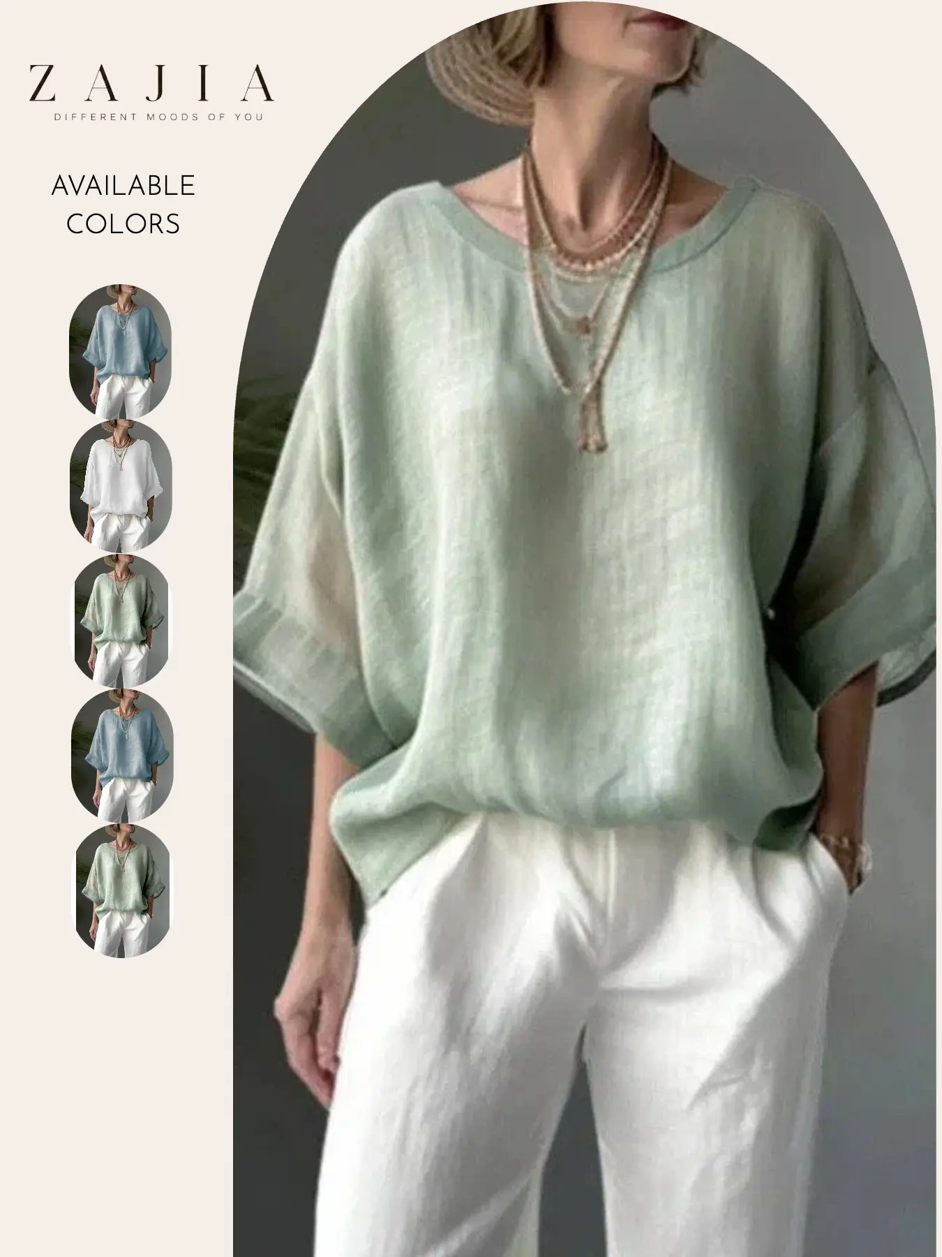 Women’s Cotton Linen Blend Blouse, Casual Loose Baggy Batwing Sleeve, Round Neck Tunic Top, Lightweight Oversized Summer Shirt, Boho Beach Vacation Resort Wear, Aesthetic