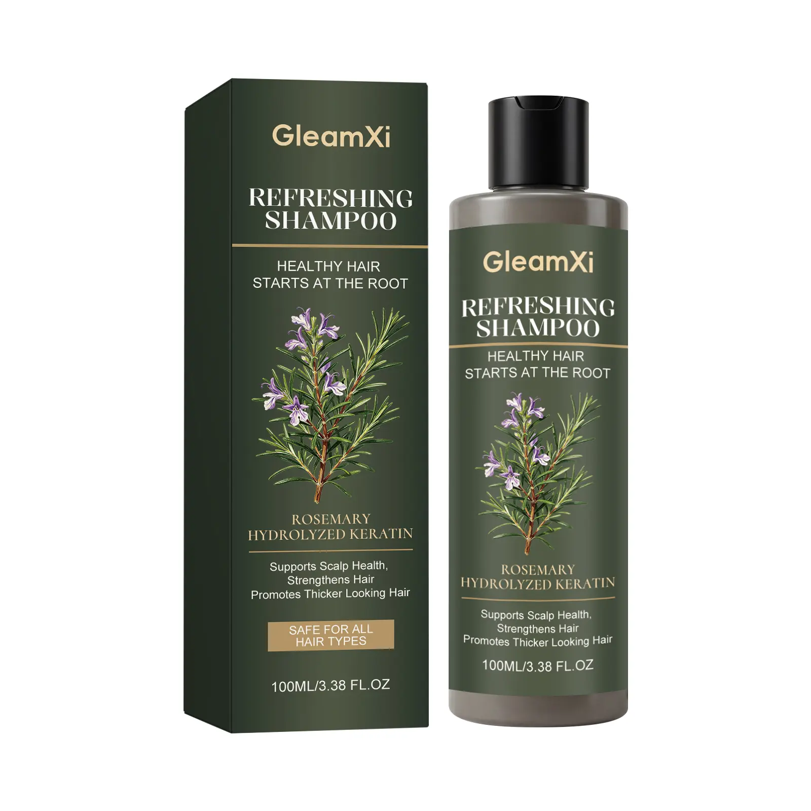 Rosemary Herbal Extract Shampoo, Oil Control Formula with Hydrolyzed Keratin - Scalp Safe, Brightening, Refreshing, Frizz Reduction for Smooth Soft Hair