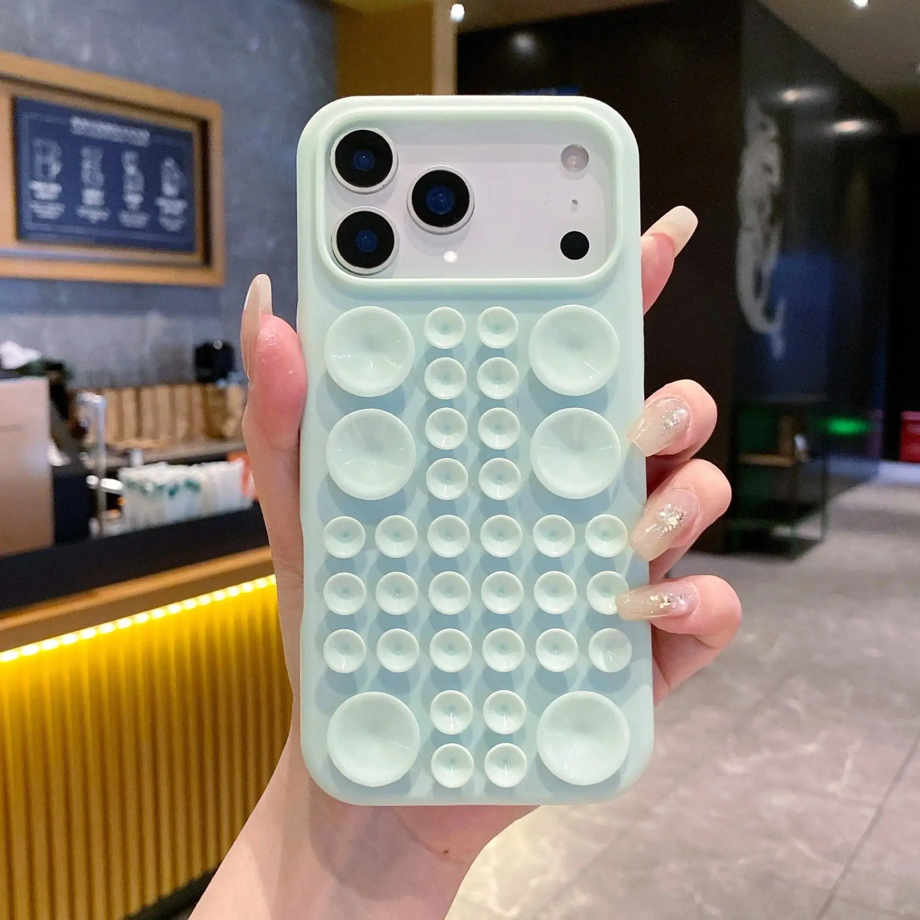 Silicone Suction Cup Phone Case - Multi-Size Bubble Pop Protective Cover, Tactile Fidget Enhanced Grip For iPhone 17 Pro Max 17 Pro 16 15 14 Pro Max Pro Plus