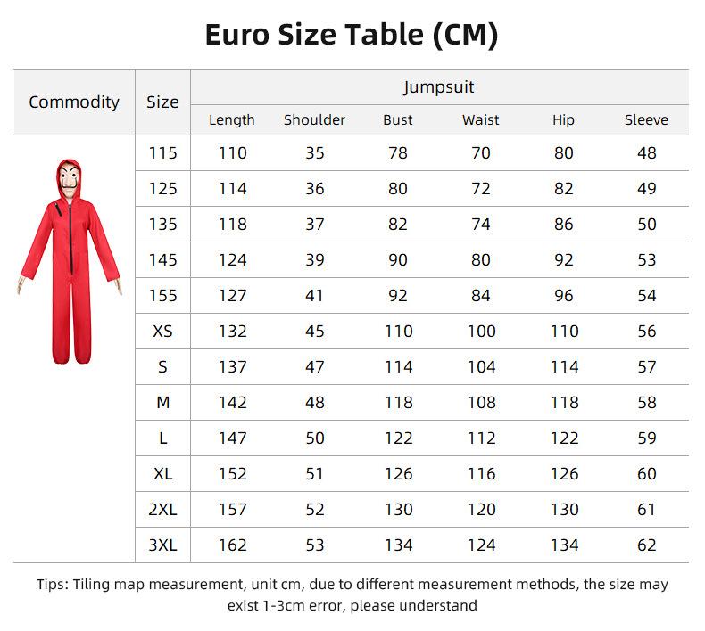 Halloween Paper Money House Dali Costume Red Jumpsuit Clown Cosplay