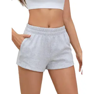 Women's Sweat Shorts Casual Summer Elastic High Waist Running Lounge Shorts with Pockets