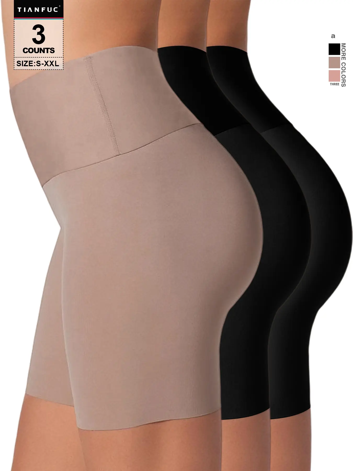High-Waisted Control Shapewear Shorts, Non-Rolled Edge, No-Slip Bodycon Pants, Ruched Butt-Lifting Leggings, Seamless Underneath Skirt Bottoms
