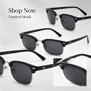 Vintage Rivet Half-Frame Aviator Sunglasses, Mirrored Lens Unisex Shades for Outdoor Sports & Daily Wear