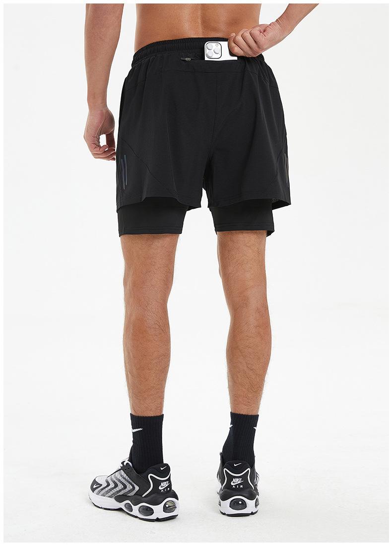 2026 New Fake Two-Piece Men's Fitness Shorts, Quick-Dry Anti-Embarrassment Swim Trunks for Beach & Running