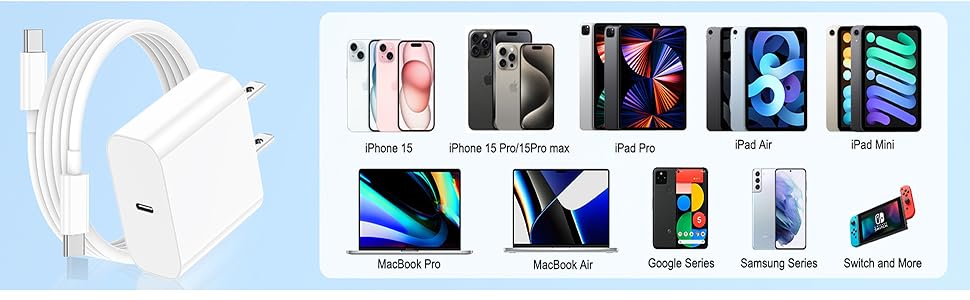 iPhone 17 16 15 Charger Fast,20W iPad USB C Fast Charger,2Pack 6ft USB C Wall Charger Block for iPhone 17/Pro/Pro Max/17 Air/ 16/16 Pro/16 Pro Max/15/Plus/Pro/Pro Max, iPad Pro/Mini