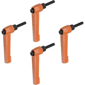 4pcs Adjustable Clamping Lever Handles M5 x 25mm Male Thread Bolt Knobs Rotating Screw Locking Quick Release Ratchet Push Button Handle, Orange
