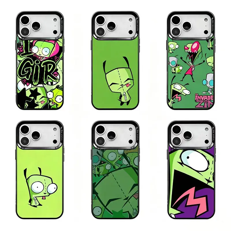 Retro Invader Zim GIR Tough Phone Case, Cute Alien Robot Character Collage Art Gift For 2000s Cartoon Fans  ,for iPhone11 12 13 14 15 16 17, for Samsung S21 S22 S23 S24 S25,This lovely phone case is a wonderful gift for your beloved ones.
