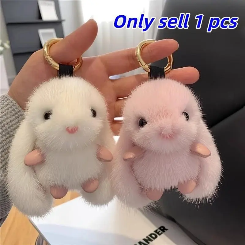 Cute Bunny Plush Keychain, Fluffy Keychain, Kids Plush Toy Pendant, Trendy Unisex Keychain, Decorative Bag Backpack Luggage Car Key Ring, Easter Gift, Holiday Gift