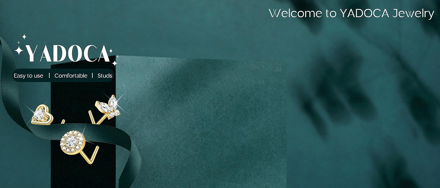 YADOCA Gold Nose Rings Studs for Women - 20G Surgical Steel Nose Ring L Shaped Nose Piercing Jewelry Hypoallergenic CZ Heart Nose Studs Silver Rose Gold 16Pcs