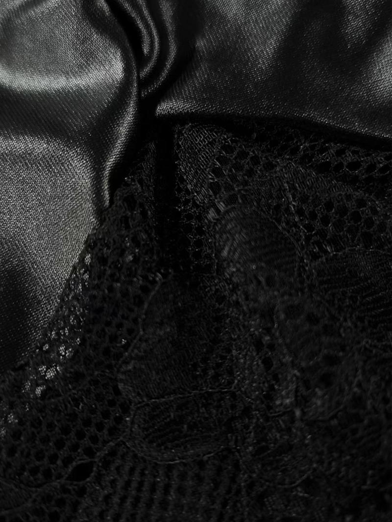 Women's Solid Color Contrast Lace Crop Cami Top, Casual Spaghetti Strap Crop Top for Summer, Fashion Women's Top for Daily Wear