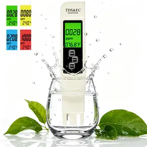 4-in-1 Digital Water Quality Tester, TDS EC Temp(℃/℉) Meter with 4 Color Indicator for Water Quality, Auto Off Accurate Water Test Pen for Drinking Water, Pet Water, Aquarium, Pool, Well Water & Hydroponics