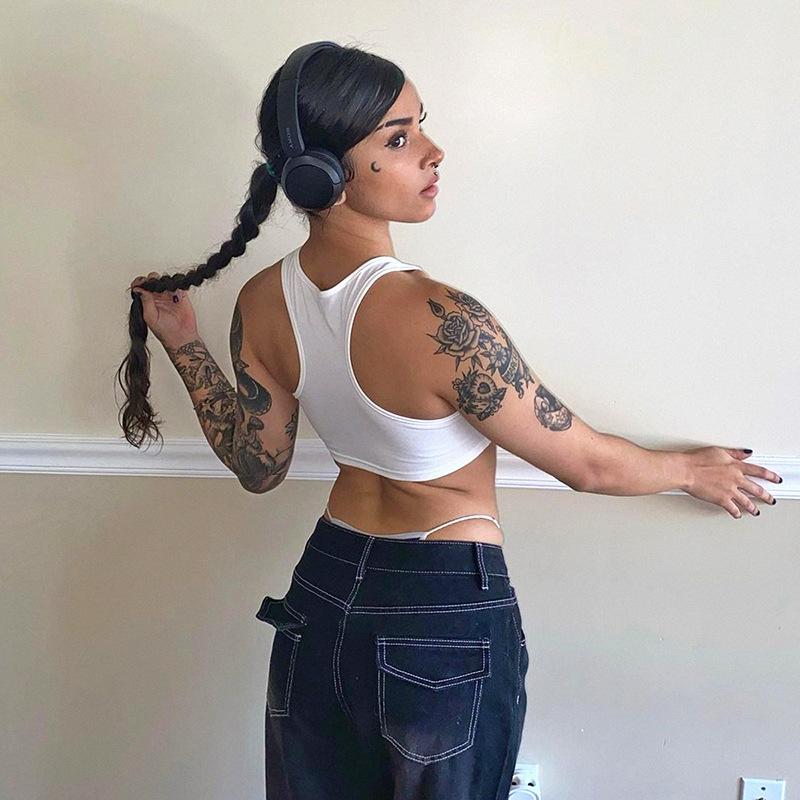 Women's Sexy Letter Print Crop Top - Sleeveless U-Neck Racerback Tank Top, Y2K Streetwear Graphic Crop Tank for Summer summer thermal shorts Backless Halter Crop Top Set Monaco Yacht Club Flag Print Hoodie vintage athletic wear cbu singlets for wrestling