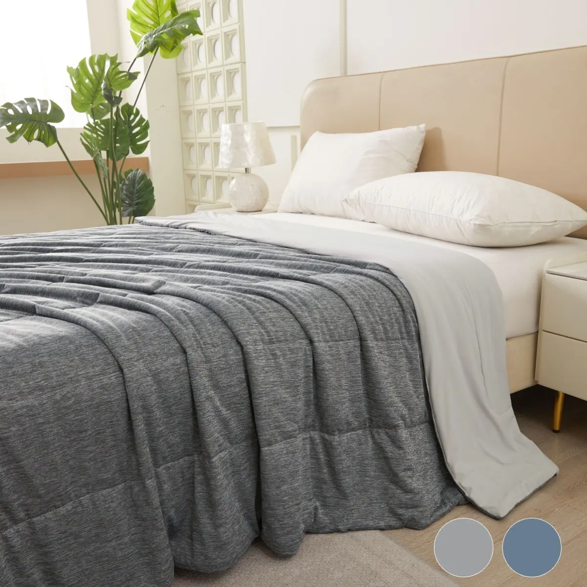 All Season Lightweight Comforter, Lightweight Option for Summer & AC Rooms, Air Conditioned Quilt, Standard Option for Year-Round Use, Soft Breathable Cozy Quilted Bedding, Machine Washable, Twin/Full/Queen/King Sizes