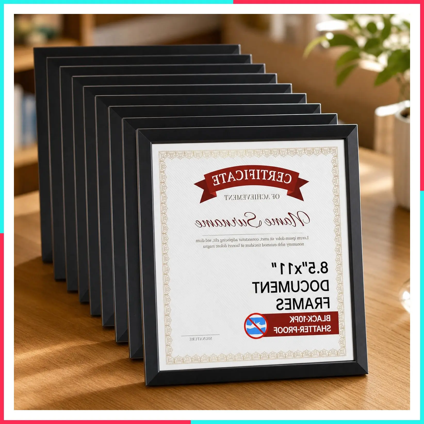 Black 10 Pack 8.5 x 11 Diploma Frames with HD Plexiglass, Certificate Document Picture Frames for Photos, Posters, Artworks, Horizontal & Vertical Wall Display
