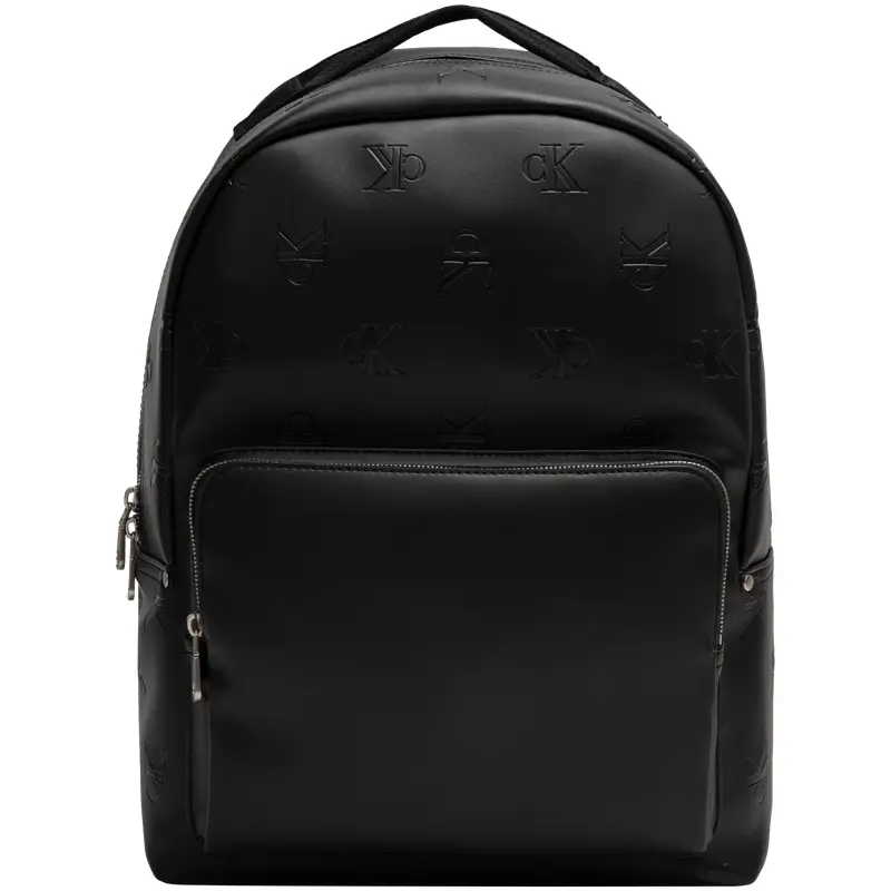 Calvin Klein Letter-Embossed Casual Large Capacity Synthetic Fabric Backpack for Men, Space Black