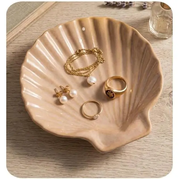 Ceramic  Tray Small Trinket Dish Shell Ring Holder Dish Decorative  Plate Bowl Organizing Rings Earrings Necklaces  Cute Room Decor Aesthetic Gifts for Mom