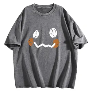 Oversized Retro Casual "Pocket Monsters" Graphic T-Shirt, S-5XL Unisex Washed Batik Cotton Fabric, Super Soft Pre-Shrunk Streetwear Menswear Unisex Fit Top