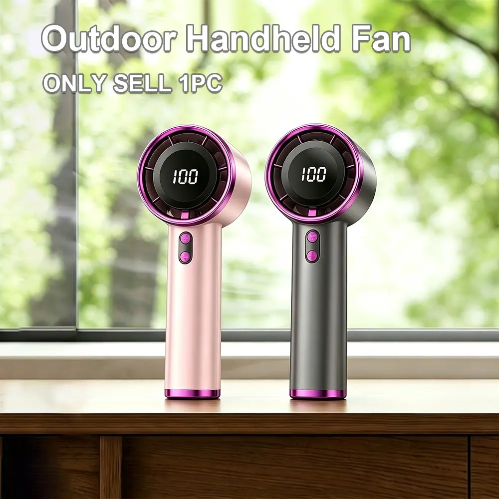 Outdoor Handheld Fan S005, High-Speed 100 Levels, USB Rechargeable Brushless Mini Fan, Outdoor Travel Fan, Portable Fan, Wireless Fan, Cordless Handheld Fan
