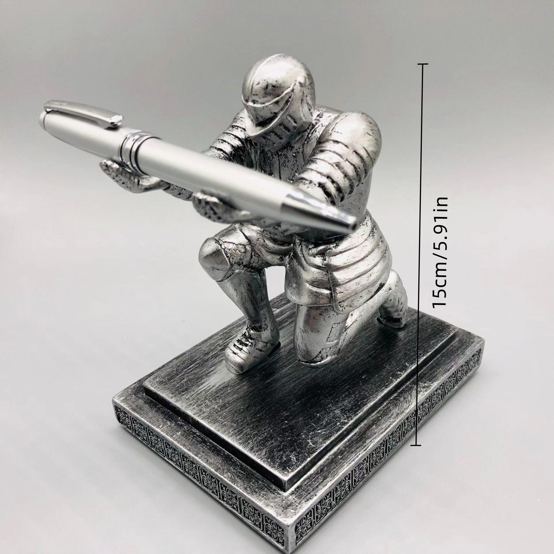 Vintage Knight Design Pen Holder, Creative Desktop Ornament, Desk Organizer for Home Office, Easter Gifts, Gift for Friend & Family