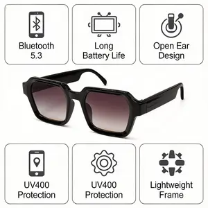 VA 18 Smart Bluetooth Audio Glasses | Open Ear Wireless, Built-In Mic, Sweatproof, Music & Hands-Free Calls for Outdoor Travel