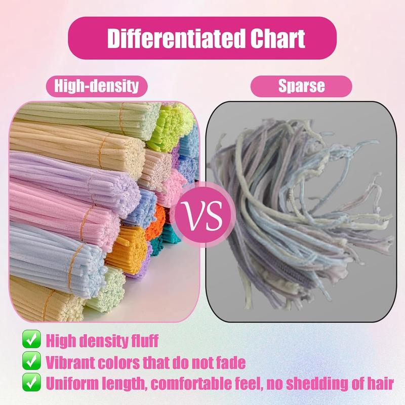 400 count Pipe Cleaners Craft Set, 4 Assorted  Pipe Cleaners Bulk, Chenille Stems for DIY Flower Making Kit with Floral Stems, Gardening Tape, Stamen, Ribbon for DIY Bouquet  ()