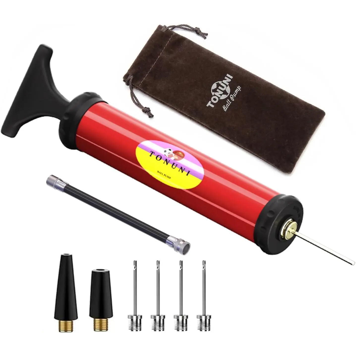 Portable Electric Ball Pump Kit with Needle, Nozzle, and Hose for Sports Balls, Volleyballs, and Swim Inflatables, Includes Hose