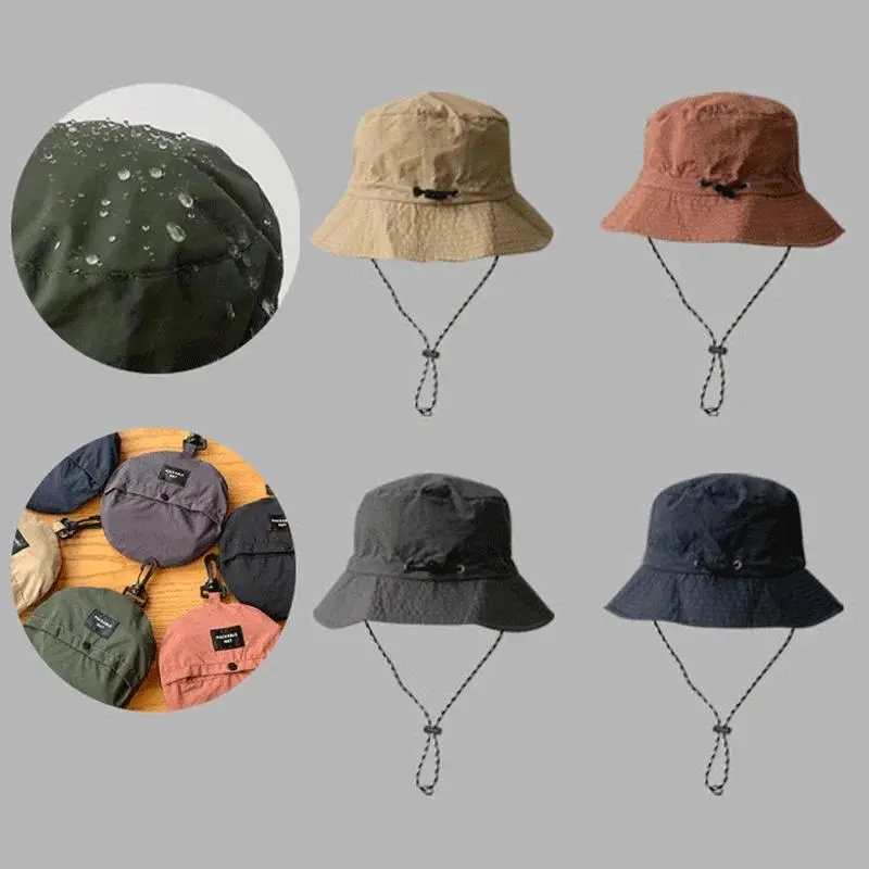 Unisex Fishing Style Bucket Hat, Lightweight Foldable & Breathable Waterproof Sun Cap in Solid Nylon for Outdoor Activities, Breathable Waterproof Hats, Fishing Style Hats