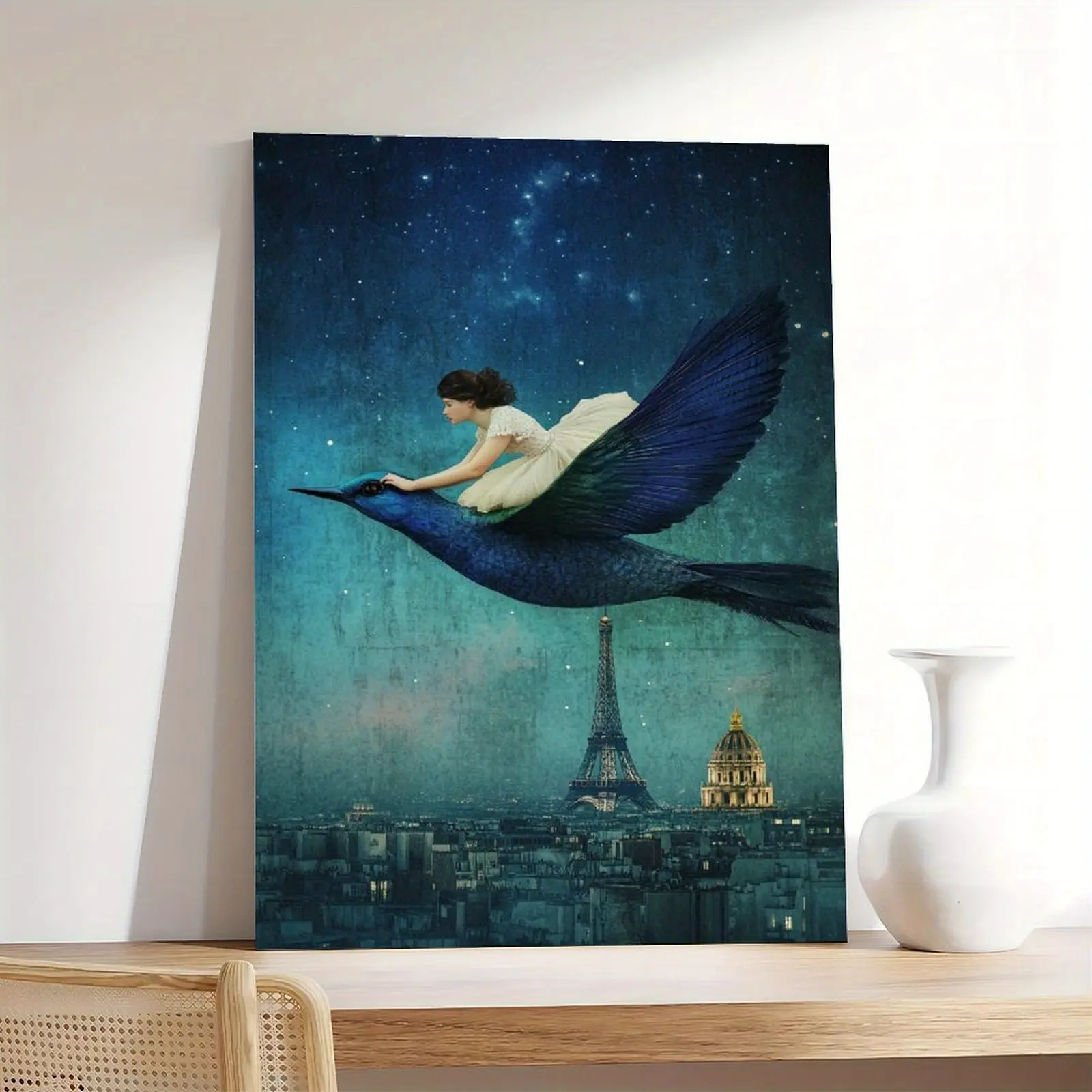 1 piece of vertical wooden picture frame wall decoration - modern style with bird motif, closed picture frame suitable for living room, office decoration, bedroom vertical wall art, dormitory decoration - perfect Mother's Day gift