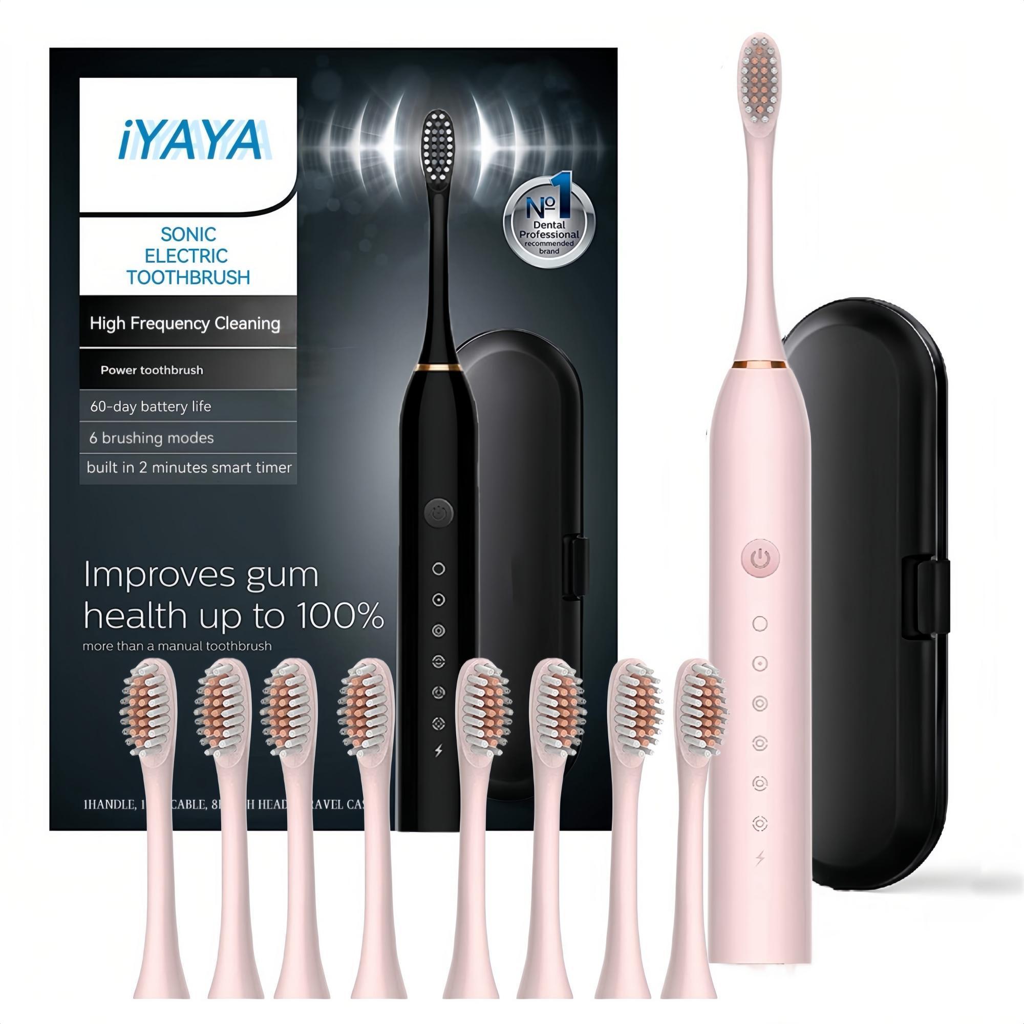 Electric Toothbrush With Brush Heads Set, Waterproof Sonic Toothbrush, USB Rechargeable Toothbrush For Adults, Stocking Filler