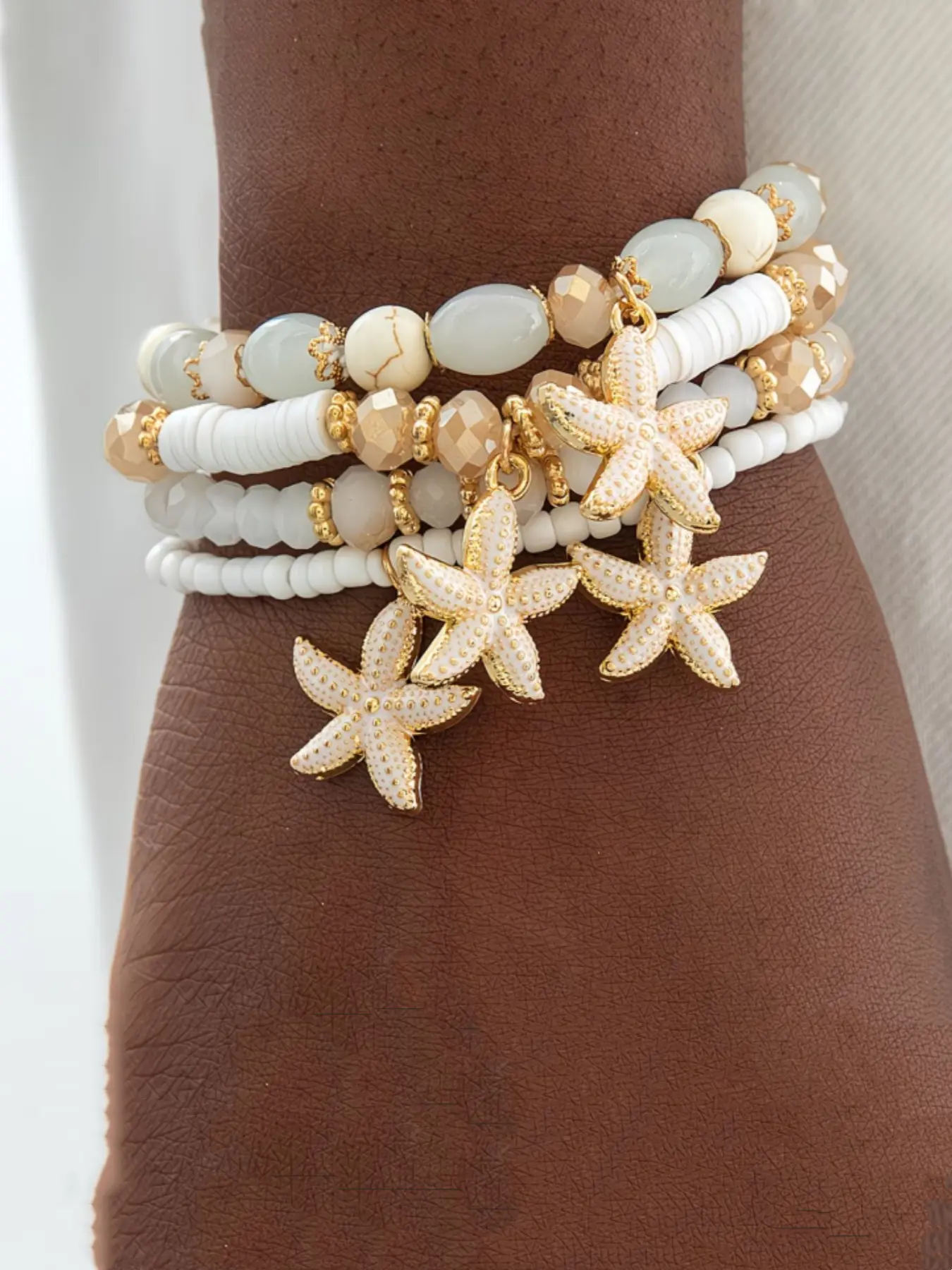 4pcs Bohemian Nautical Sea Pendant & Bracelet Set, Layered Beachwear for Women, Plated Marine-Themed Gift, Party, Vacation, Year-Round Wear