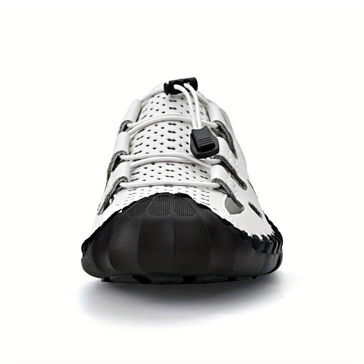 Men's Breathable Hollow Out Sandals, Closed Toe Fisherman Summer Shoes Hiking Beach Shoe Brown Black